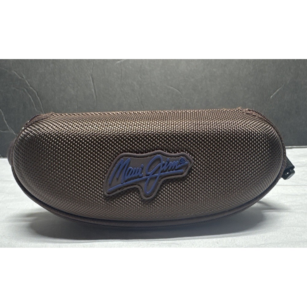 MAUI JIM Sunglasses Zippered Hard Clam Shell Sport Case Brown w/ Carabiner Clip